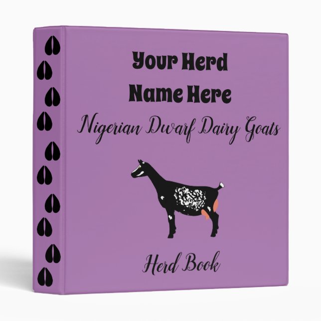 Classeur Lilac Nigerian Dwarf Livre de troupeau de chèvres  (Devant/Côté)