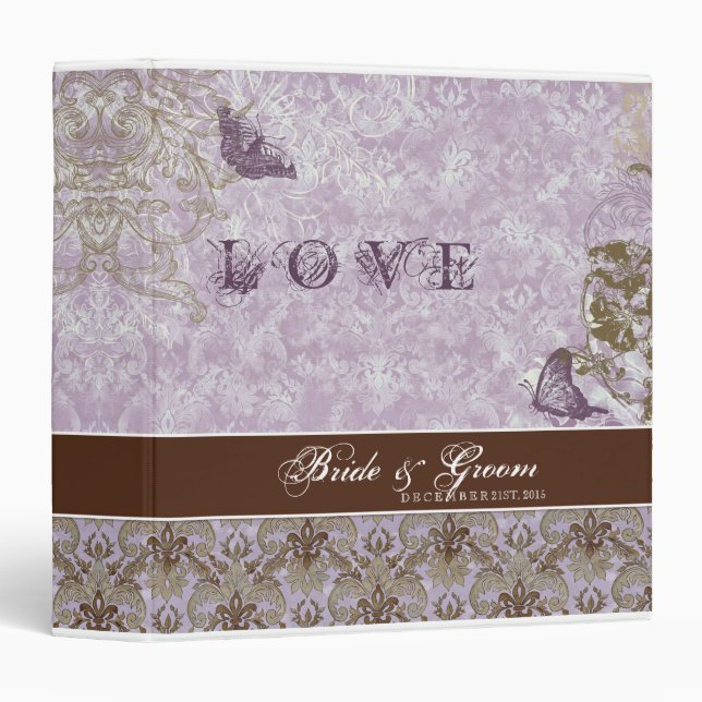 Classeur lilas de mariage de lavande de Fleur di (Devant/Côté)
