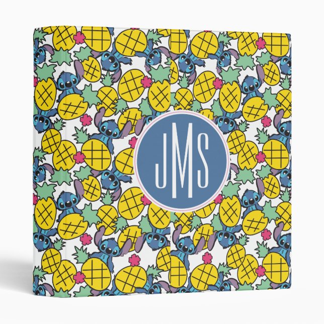 Classeur Lilo & Stitch | Motif ananas Monogram (Devant/Côté)