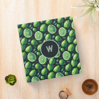 Classeur Lime et citrons Motif sur noir
