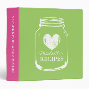 Classeur Lime mason jar bridalshower recettes livre de cuis