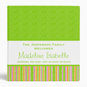 Classeur Lime Vert coloré Personnalisé Nouveau bébé