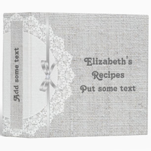 Classeur Lin blanc romantique avec dentelle et recette de b