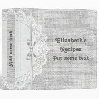Classeur Lin blanc romantique avec dentelle et recette de b