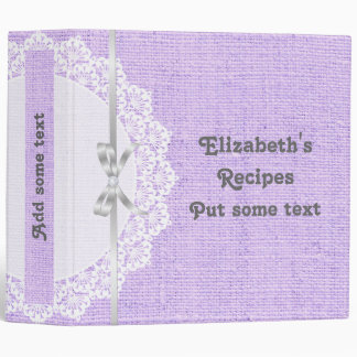 Classeur Lin blanc romantique avec dentelle et recette de b