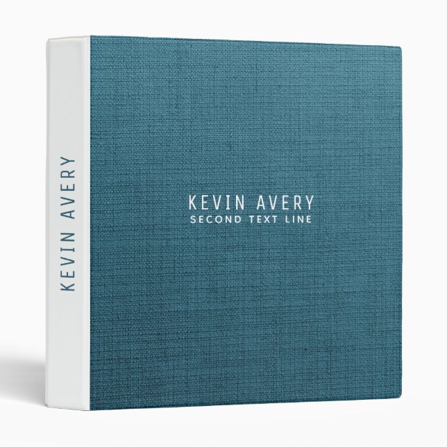 Classeur Lin bleu Texture professionnelle personnalisée (Devant/Côté)