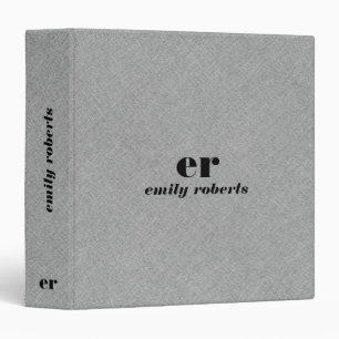 Classeur Lin gris minimaliste monogramme