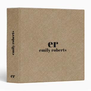 Classeur Lin naturel minimaliste monogramme