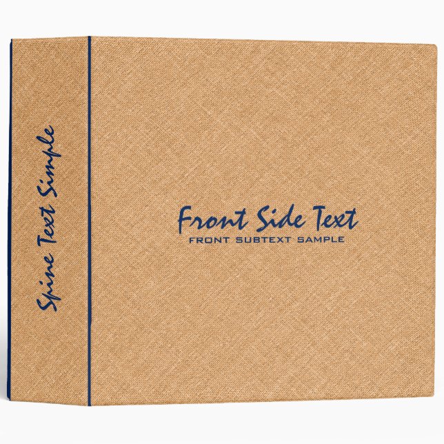 Classeur Lin orange clair Texture Accents bleus (Devant/Côté)
