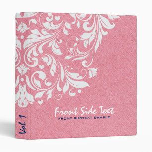 Classeur Lin rose Burlap Dentelle florale blanche