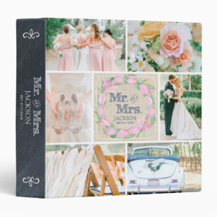 CLASSEUR LINEN PERSONNALISÉ FLORAL 4 MARIAGE PHOTO COLLAGE