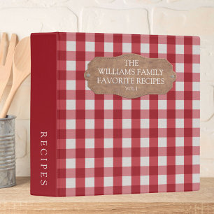 Classeur Linen Rouge à Carreaux Rustique Recette de Famille