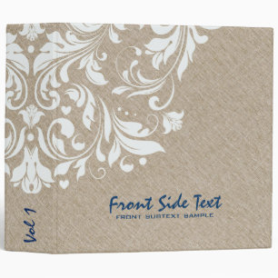 Classeur Linge beige clair Burlap Dentelle florale blanche