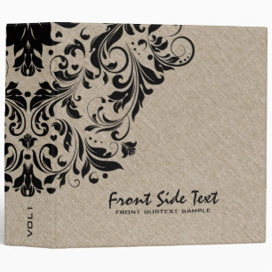 Classeur Linge beige clair Burlap Dentelle florale noire