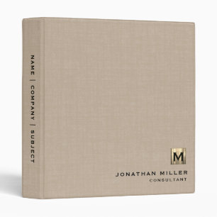 Classeur Linge Beige moderne Monogramme or brossé