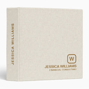 Classeur Linge beige personnalisé typographie brun simple