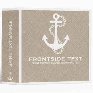Classeur Linge de Faux Beige & Blanc Avec Ancre Nautique