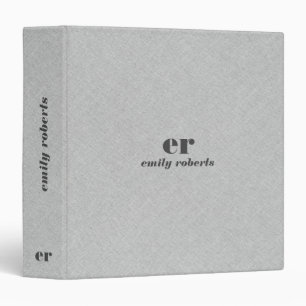 Classeur Linge gris clair minimaliste monogramme