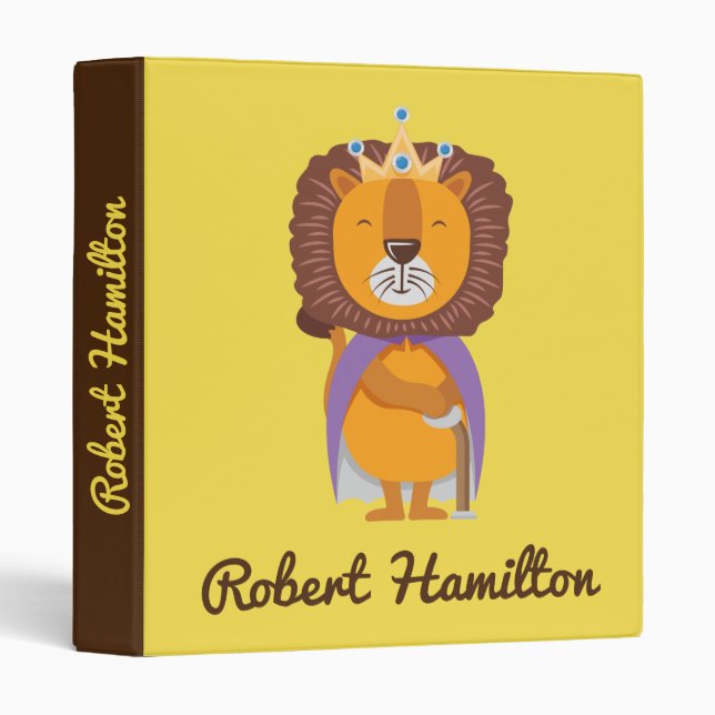 CLASSEUR LION KING AVEC CROWN AJOUTEZ VOTRE NOM (Devant/Côté)