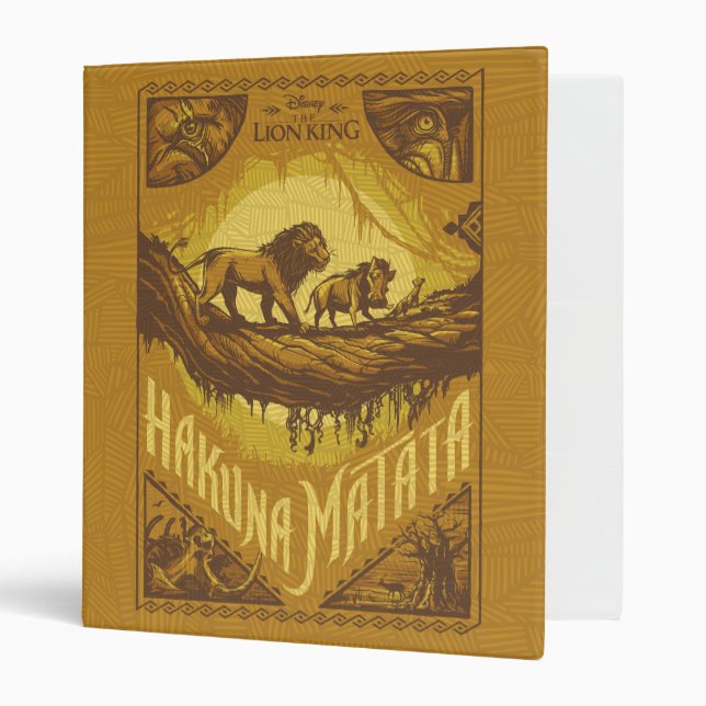 Classeur Lion King | Design de coupe de bois "Hakuna Matata (Devant/intérieur)