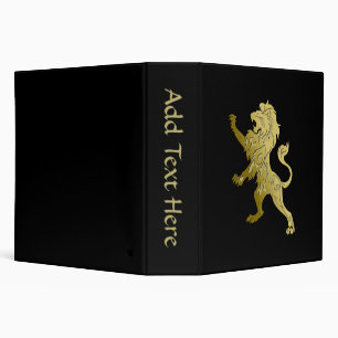 Classeur Lion Royal Doré sur Fond Noir