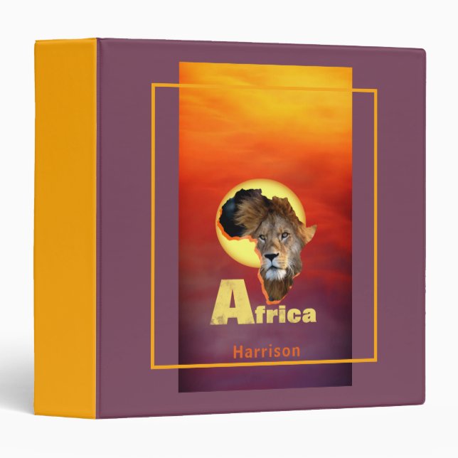 Classeur Lion Safari Afrique Sunset Personnalisé (Devant/Côté)