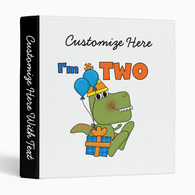Classeur Little Dino 2e Anniversaire Tshirts et cadeaux (Devant/Côté)