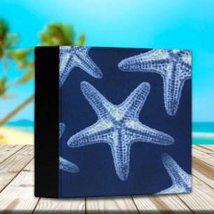 Classeur littoral chic plage rustique nautique bleu étoile