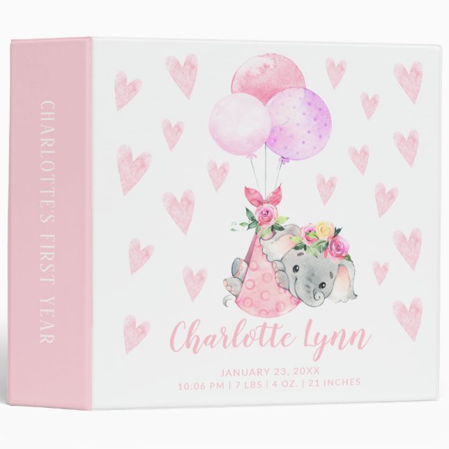 Classeur Livraison spéciale cigogne éléphant bébé Album pho (Devant/Côté)