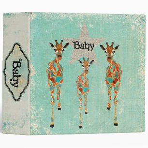 Classeur Livre ambre et azuré de bébé de girafes