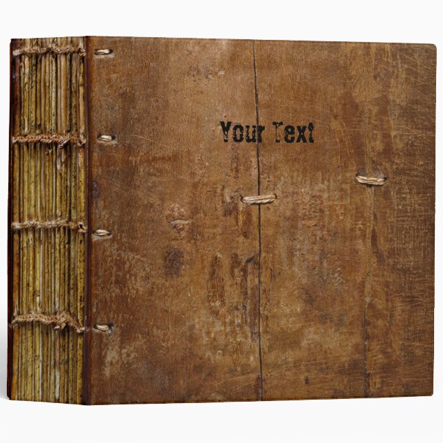 Classeur Livre antique avec couverture "en bois" (Devant/Côté)