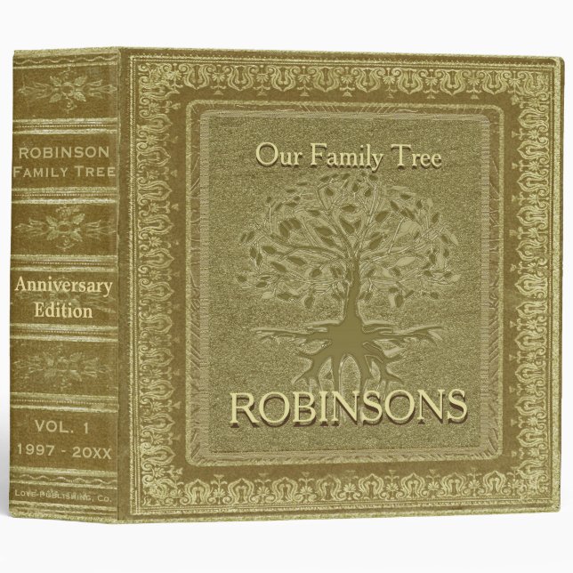 Classeur Livre antique de regard d'or de l'arbre (Devant/Côté)