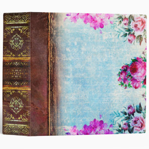 Classeur Livre antique vintage rose et bleu assez floral
