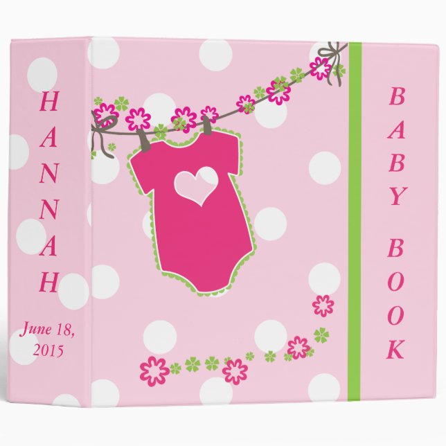 Classeur Livre Bébé à thème rose mignon / Album photo (Devant/Côté)
