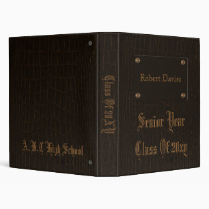 Classeur livre d'année en cuir marron