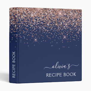 Classeur Livre de Cookbook Marine Blue Rose Gold Blush Pink