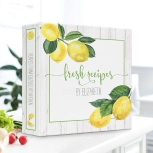 Classeur Livre de cuisine citron aquarelle rustique bois bl
