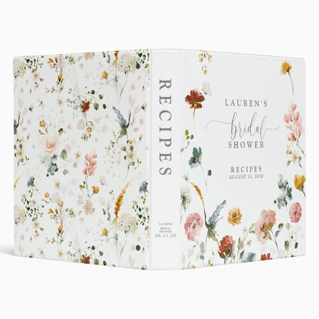 Classeur Livre de cuisine Elegant Aquarelle Fleurs Douche R (Arrière-plan)
