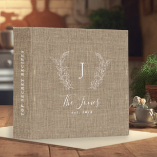 Classeur Livre de cuisine familiale monogrammé recette rust
