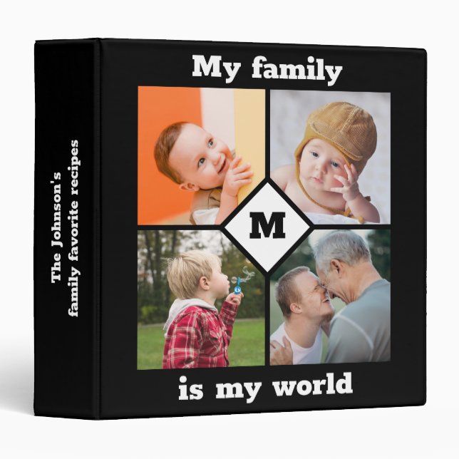 Classeur Livre de cuisine Famille Photos Modèle Recette Mon (Devant/Côté)
