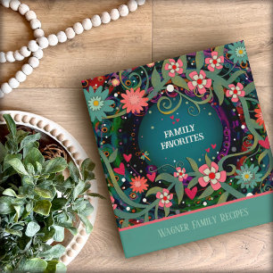 Classeur Livre de cuisine Fleurs jolies Nom personnalisé Re