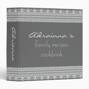Classeur Livre de cuisine gris de recettes de famille de
