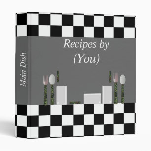 Classeur Livre de cuisine noir et blanc personnalisé de