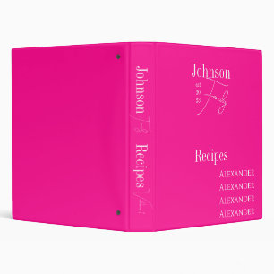 Classeur Livre de cuisine personnalisé rose chaud