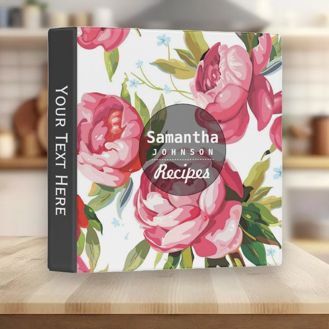 Classeur Livre de cuisine personnalisé rose moderne Recette (Créateur téléchargé)