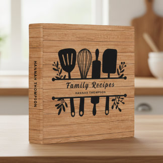 Classeur Livre de cuisine personnalisé Rustique Bois Recett