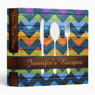 Classeur Livre de cuisine Rétro Chevron Aspect Bois #14