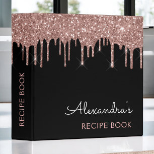 Classeur Livre de cuisine Rose Gold - Monogramme Paillettes