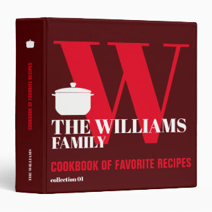Classeur livre de cuisine rouge avec poêle à cuisines pour 