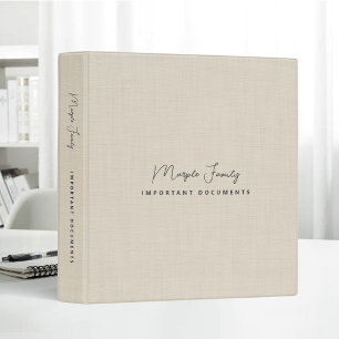 Classeur Livre de famille simple texture crème lin beige
